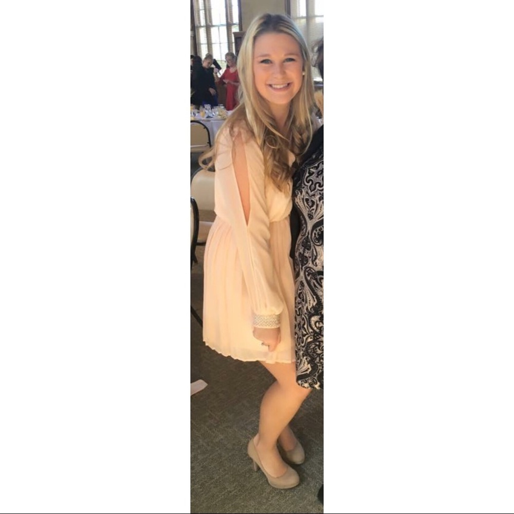 Peach long sleeve beaded around the wrist dress!